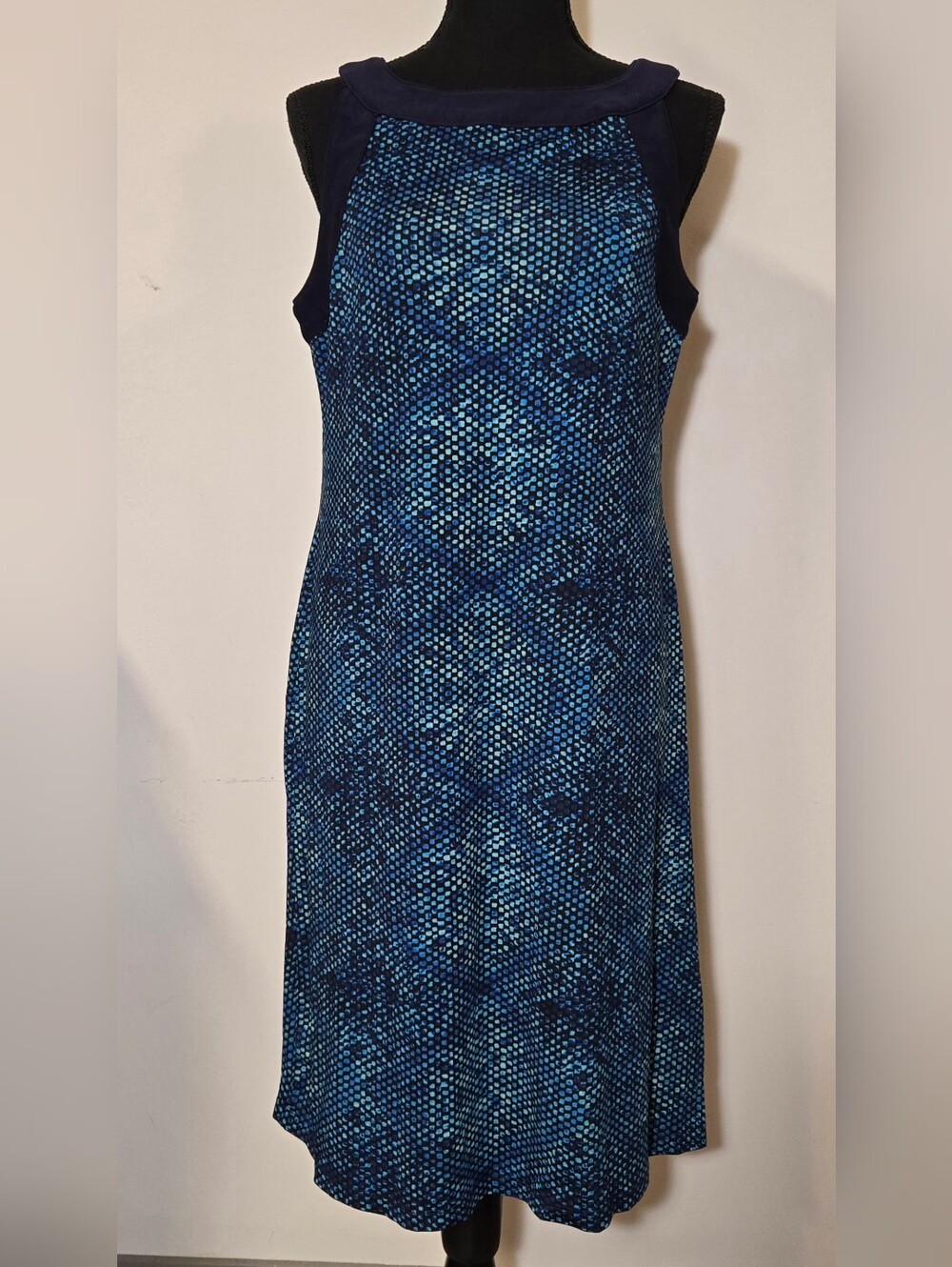 Blue Patterned Sleeveless Maxi Dress